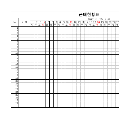 근태현황표 근태현황표